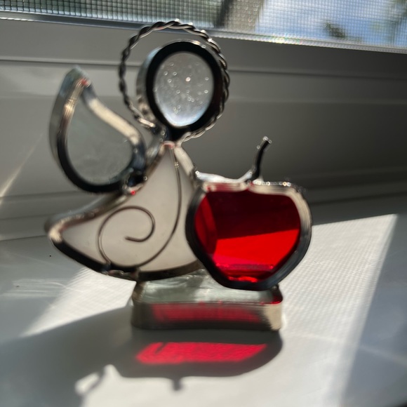 Small stained glass angel teacher with apple - Picture 2 of 5